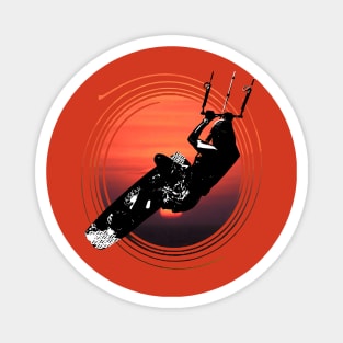 Kitesurf Action Artistic Kitesurfer Silhouette Sunset Magnet